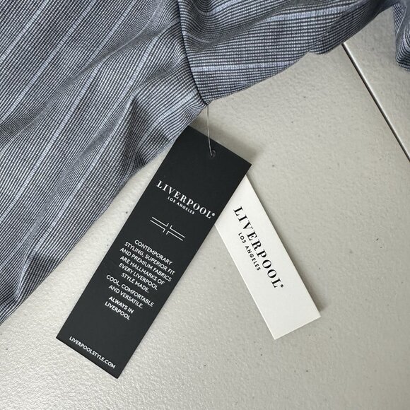 Liverpool Boyfriend Blazer Size 1X Princess Dart Navy Striped Open - Picture 11 of 11